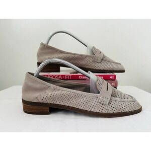 Lucky Brand Womens "Caylon" Perforated ‎ Tan Suede Loafers Flats Shoes Size 9.5